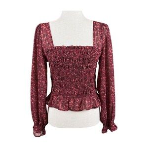✨NWT!✨DRESS FORUM BURGUNDY FLORAL POET SLEEVE TOP, SIZE M